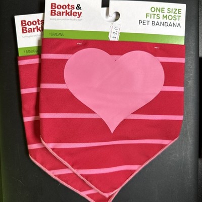 2 Boots & Barkley Pet Bandanas One Size Dog Cat Accessory Love Heart Valentines