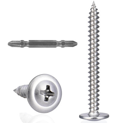100Pcs #8X2 Wood Screws Phillips Modified Truss Head Stainless Steel 410 Quick M