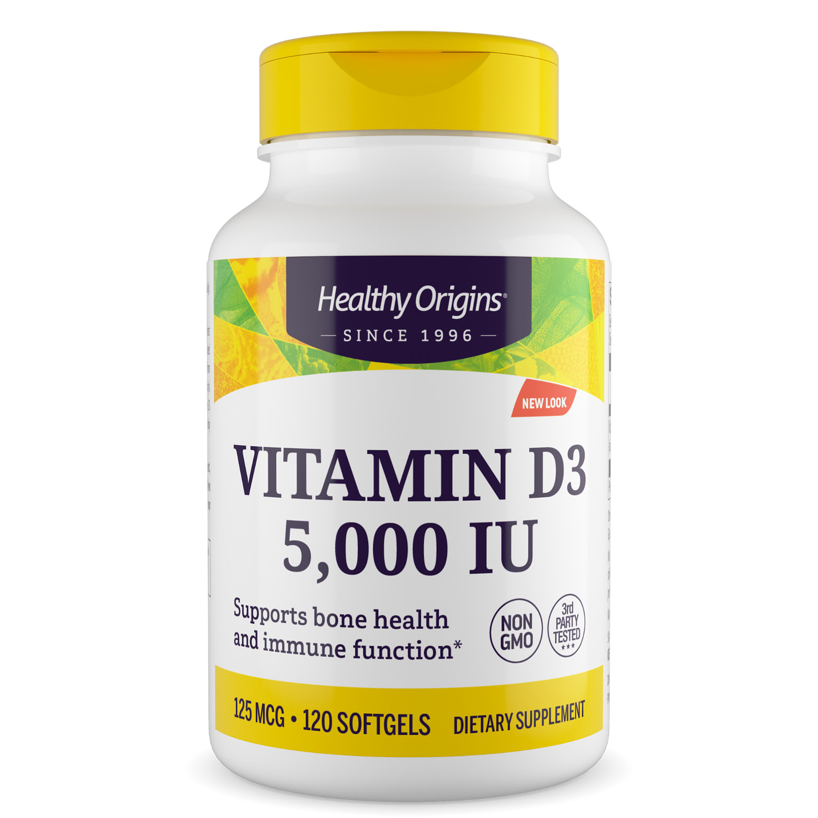 Healthy Origins Vitamin D3 5,000iu 120 Softgels Immune Health & Strong Bones