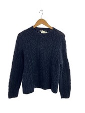 POLO RALPH LAUREN HAND KNIT Cable Knit Sweater, Size L, Wool, Navy Solid Color 