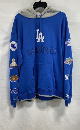 Mitchell & Ness Men's Los Angeles Dodgers Hoodie Blue World Series Patches XL