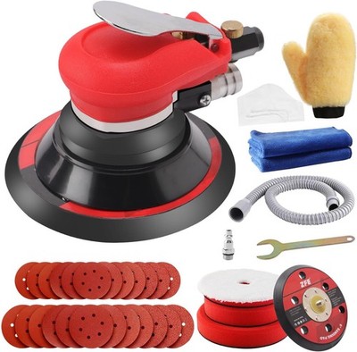 Random Orbital Sander 5'' & 6'' Pneumatic Palm Sander with Extra 5'' Backing Plate