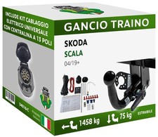 Gancio Orizzontale Estraibile Per Skoda SCALA BERLINA Dal 19 Centralina 13 Poli