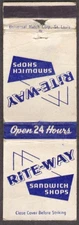 Rite-Way Sandwich Shops 24 Hours St Louis MO matchcover