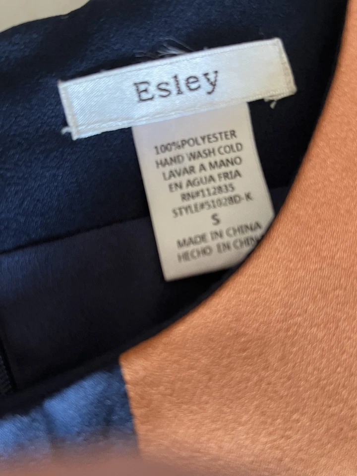 Vestido Vaina Sin Mangas Bloque de Color Azul y Naranja Talla Pequeña Foto 2 de 2