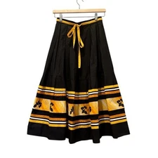 Vtg Jaqueline Lechat Skirt Black Orange Retro Size 2