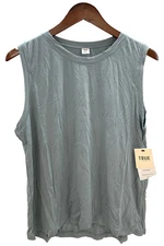 True & Co Women's Any Wear Sleveless Crew Tank Top Aqua