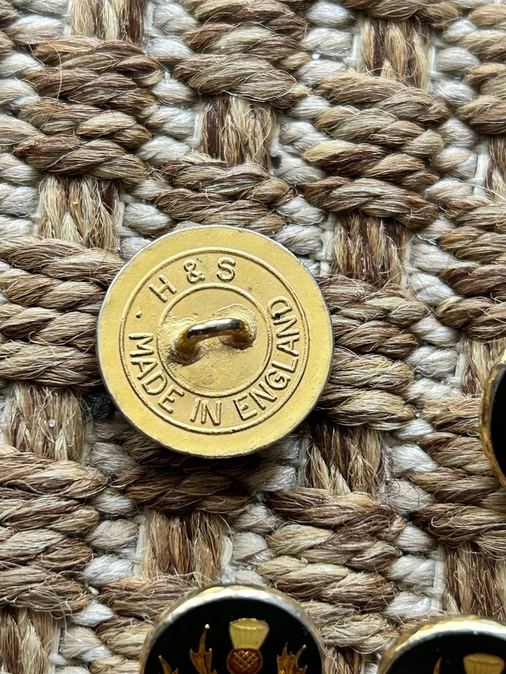 Holland Sherry England gold metal enamel thistle blazer replacement button set 8 - Image 2 of 2