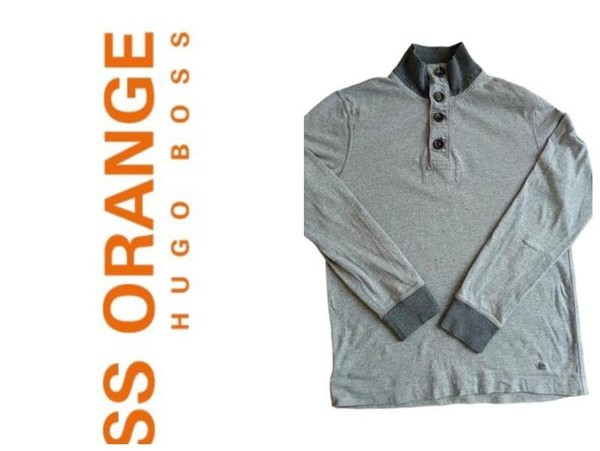 Men BOSS Orange Sweater Grey Cotton 40 /L / 48 #5DBU