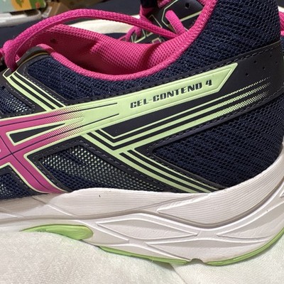 ASICS Gel-Contend 4 Running Shoes Navy Pink Green White T765Q Low Top Sneaker