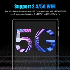 10.1in Tablet For Android11 2.4G 5GWiFi 8GB RAM 256GB ROM 1920x1200 5MP 13MP