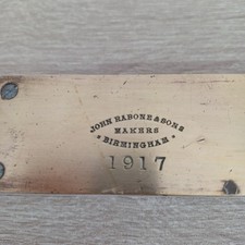 John Rabone & Sons Antique  Sprit Level. 19th C. Wood & Brass 18" .
