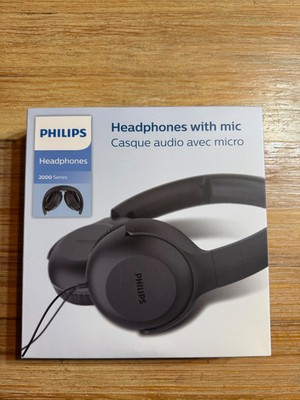 Philips 2000 Series Headphones Kopfhörer mit Mikrofon und Kabel schwarz NEU