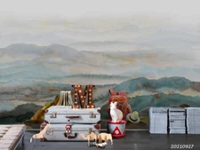 3D Watercolor Mountain Wallpaper Wall Mural Removable Self-adhesive Sticker8473