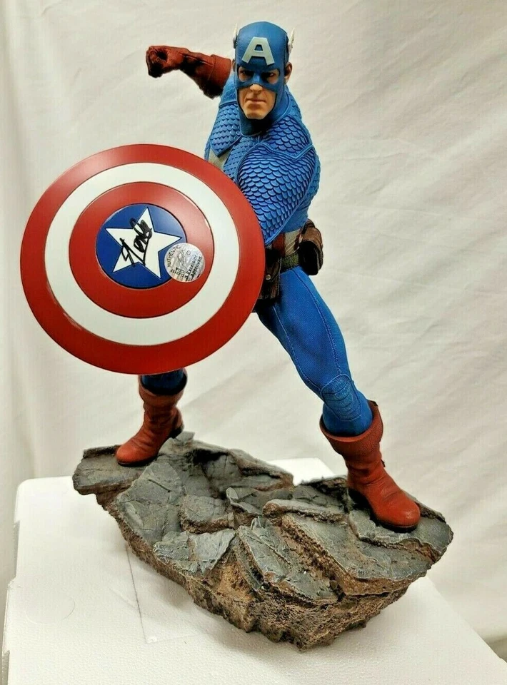 SIDESHOW EXCLUSIVO Firmado por STAN LEE CAPITÁN AMÉRICA FIGURA PREMIUM ESTATUA Busto Foto 2 de 4