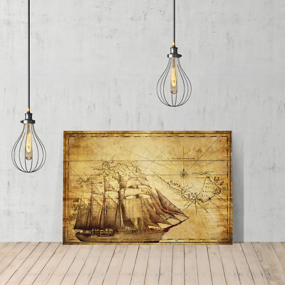 Decorative Canvas Print United Old World Map Wall Décor Ready To Hang
