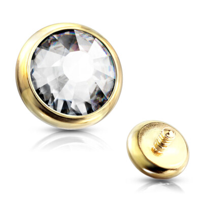 Dermal Anker Aufsatz vergoldet Gelbgold Anchor Head Aufsatzkugel 0,8 mm Kristall