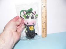 COW KEYCHAIN Cute Farm Animal Key Chain Clip Coin Purse Green Zip Up  Moo-La