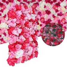 6pcs Artificial Wedding Silk Flower Wall Decor Background Rose Hydrangea Panels