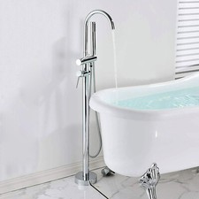 Freestanding Bath Taps Filler Floor Mount Handshower Bathroom Mixer Tap 2-Handle