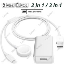 For Apple Watch 9 8 7 6 5 4 3 2 1 iPhone iPod Magnetic Charger Cable USB Adapter