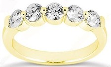 5 Diamond Wedding ring Anniversary Band 1.50 carat 14k Yellow Gold 0.30 ct each