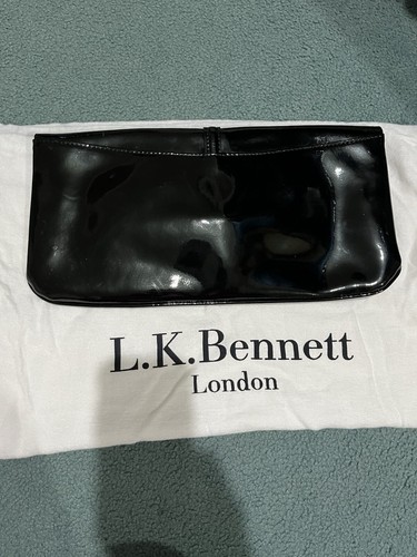 L K Bennett Bag Black Patent Leather Clutch Bag - Picture 2 of 8