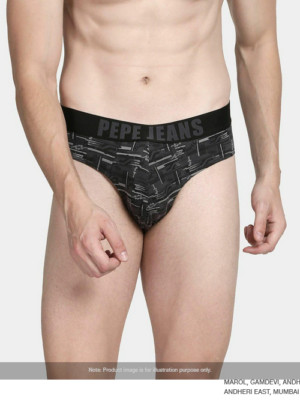PEPE JEANS LONDON Men's Grey Printed Egyptian cotton elastane Briefs Low Rise