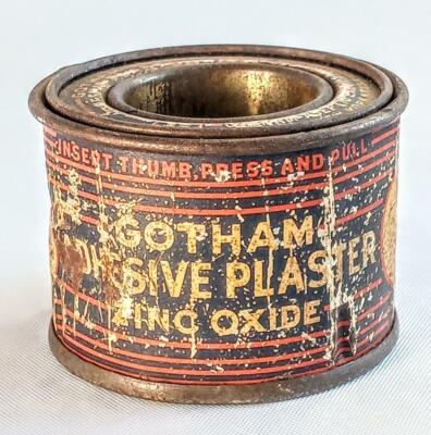 RARE Vintage GOTHAM Zinc Oxide 1'' Adhesive Plaster Tin Spool ~ Advertising