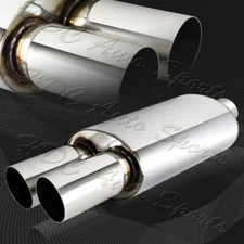 3" Dual Flat Tip Stainless Steel Weld-On Exhaust Muffler 2.5" Inlet Universal