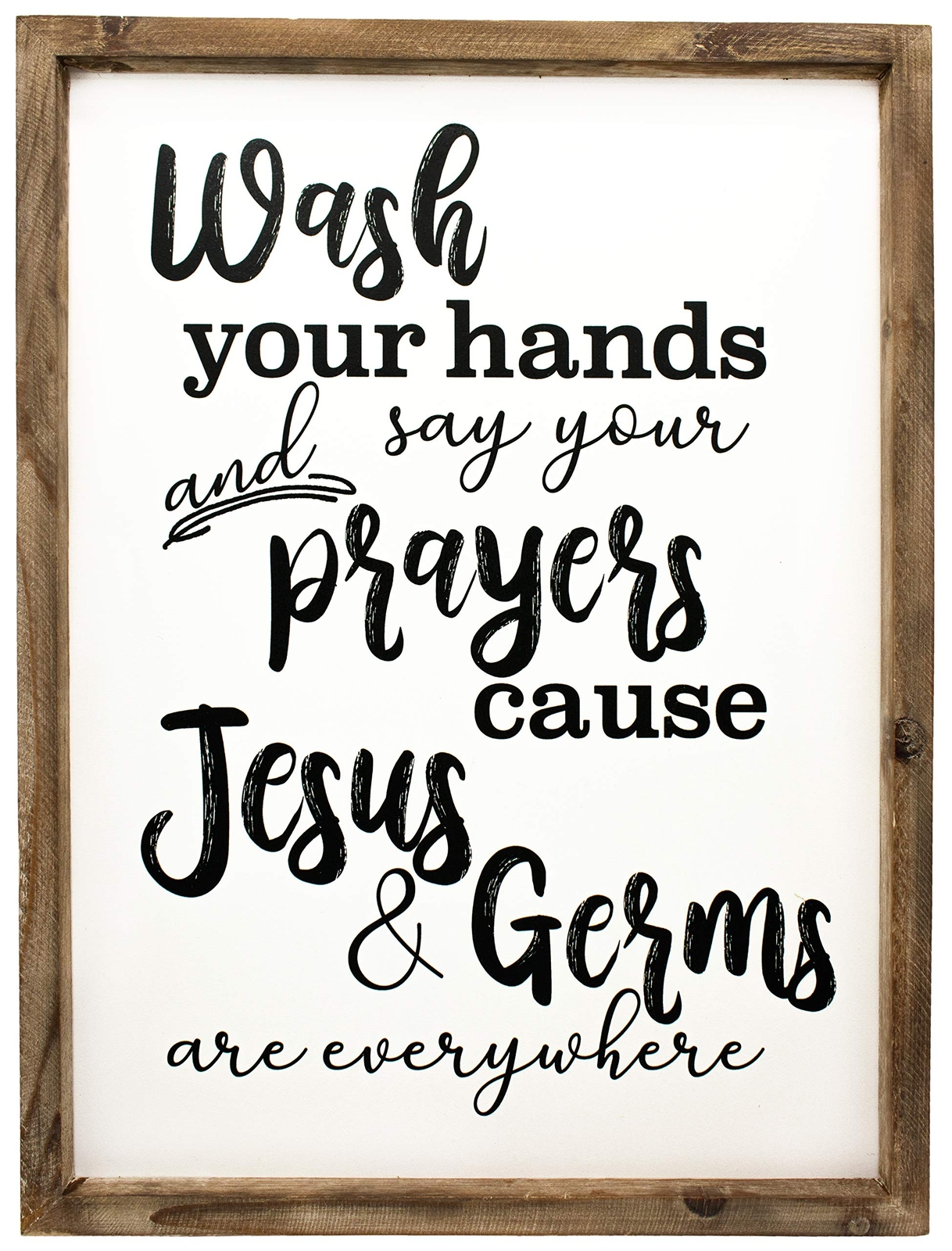 Funny Rustic Wooden Bathroom Wall Decor-Farmhouse Decor Jesus and Germs Wall ...