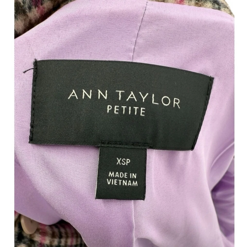 Chaquetón Ann Taylor Pata de Gallo Mezcla Lana Talla XSP Dinero Antiguo Preppy Cuadros Foto 4 de 4