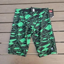 TYR Durafast Elite Mantova Drawstring Green/black Swim Jammer Size 32 New