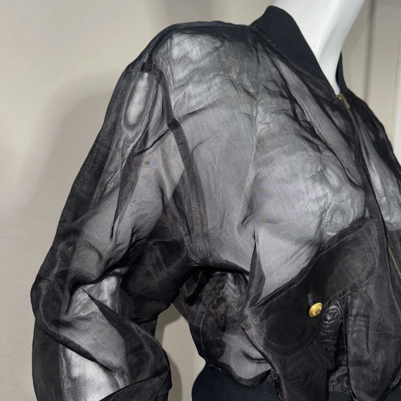 Moschino Jeans giacca vintage nera trasparente (taglia USA 8)