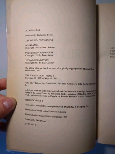 The Foundation Trilogy by Isaac Asimov - 1983 - Trade Paperback Del Rey - Imagen 7 de 7