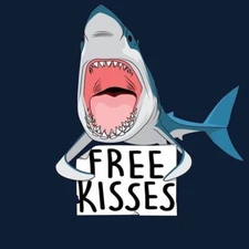 3” Sticker Free Kisses Shark Ex Divorce Breakup Hate You Bite Teeth Ocean Funny