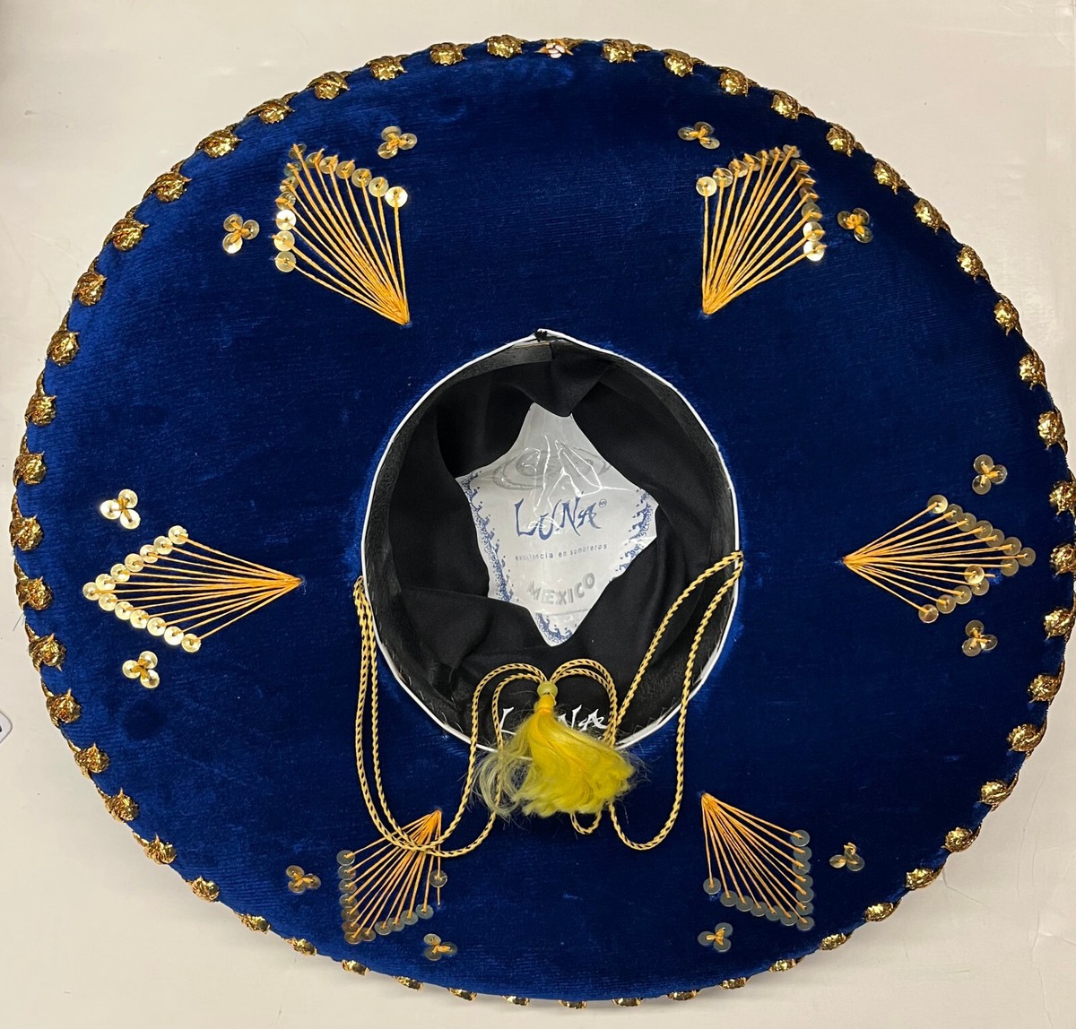 Vintage Mexican Luna Sombrero Mariachi Hat Blue & Gold  display picture 1