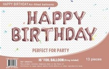 16" Foil Rose Gold Balloons Happy Birthday Banner Decoration Events Party