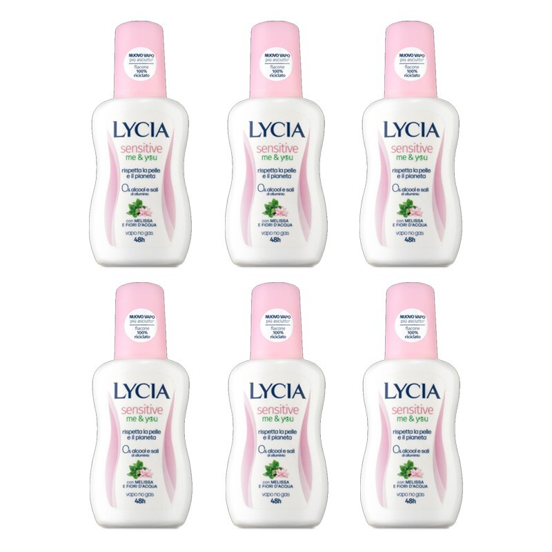 6pz LYCIA Sensitive Me & You Deodorante vapo melissa e fiori d'acqua no gas 75ml