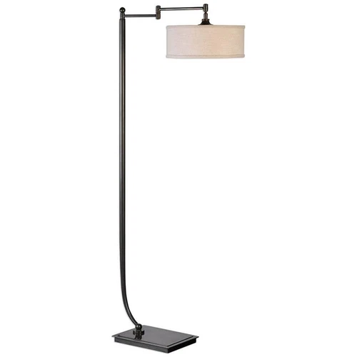 Uttermost Lamine Iron and Fabric Floor Lamp in Dark Bronze and Beige - Picture 1 of 5