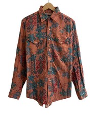 Vtg Wrangler Mens Western Shirt Floral Aztec Pockets Cowboy Cut Sz 16/34 Reg euc
