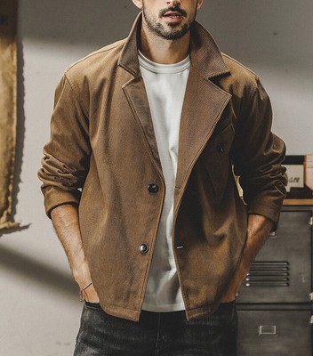 Retro Casual Suit Jacket Mens Autumn Style British Suit Stand Up Collar Jacket