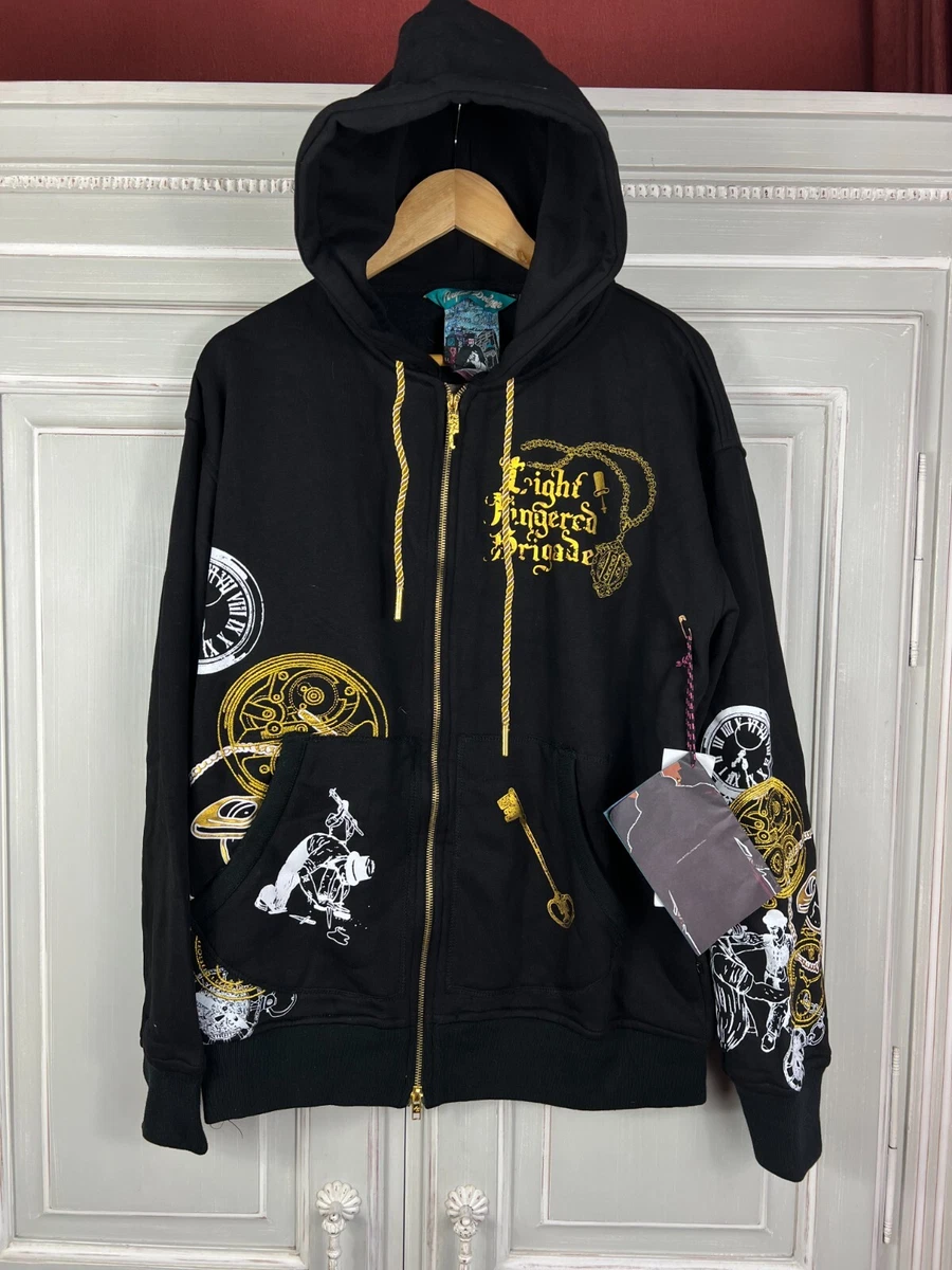 RARE ARFUL DODGER FULL ZIP HOODIE FULL PRINT BLACK GOLD Y2K 90S