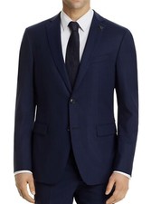 JOHN VARVATOS STAR USA Bleecker Micro-Check Slim Fit Suit Jacket, Navy, Size 42L