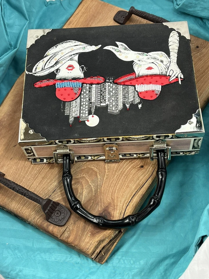 Bolso de mano vintage negro con asa de bambú para mujer NIGHT OUT Foto 3 de 4