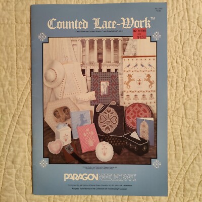 1983 Vtg Counted Lace-Work Cross-Stitch Pattern Paragon Needlecraft Book 2203