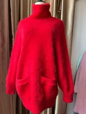 Mohair Sweater Blended Fluffy Fuzzy Turtle Neck Super Soft Pullover