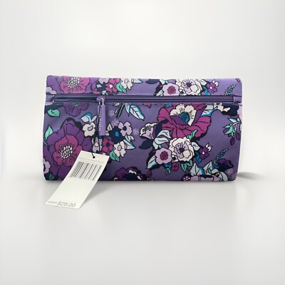 Vera Bradley Lighten Up Pencil Pouch Enchanted Garden Purples