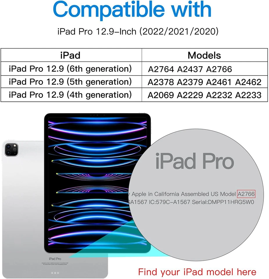 2x 9H Hartglas iPad Pro 12.9 2022/2021/2020 (6/5/4 Gen.) Schutzglas Full-Screen - Bild 2 von 4