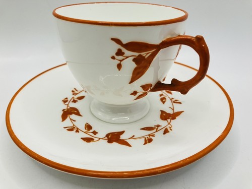 Bodley Aesthetic Movement Orange Branch Handle Duo, Cup & Saucer - circa 1871 - Picture 10 of 18